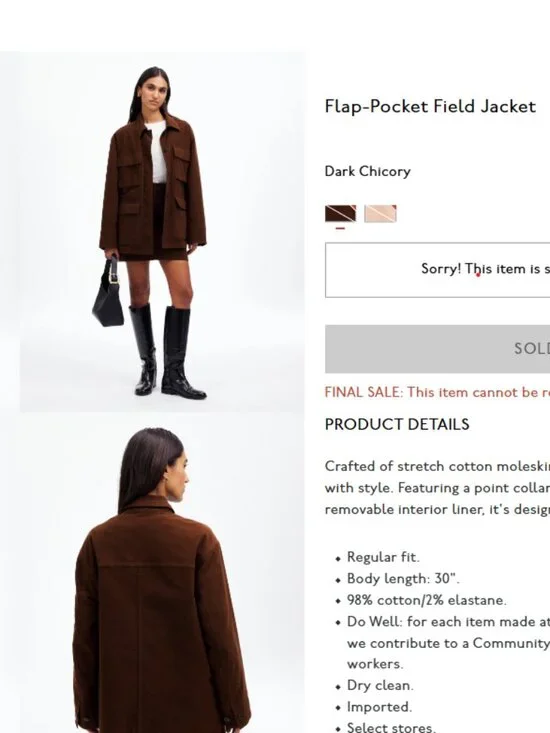 MADEWELL Brown Utility Jacket brand new Size M (true size large) - Picture 6 of 7
